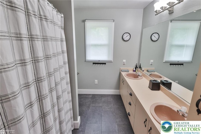 1925 Peach Tree Ln, Lower Saucon Twp, PA 18015 - bathroom featuring double vanity and tile patterned flooring