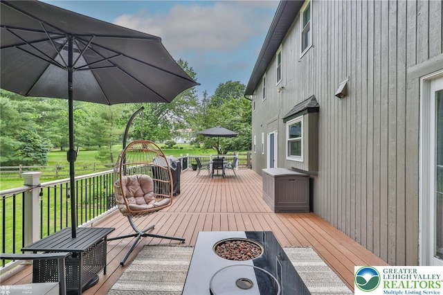 1925 Peach Tree Ln, Lower Saucon Twp, PA 18015 - deck with outdoor dining area and a yard