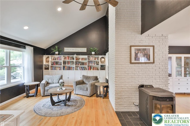 1925 Peach Tree Ln, Lower Saucon Twp, PA 18015 - living room featuring vaulted ceiling, ceiling fan, recessed lighting, and wood finished floors