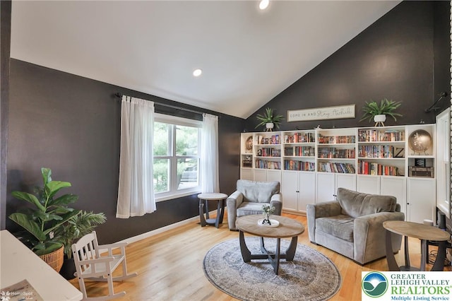 1925 Peach Tree Ln, Lower Saucon Twp, PA 18015 - living area featuring wood finished floors, recessed lighting, and high vaulted ceiling