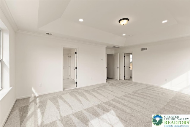 1901 Meadows Rd, Lower Saucon Twp, PA 18015 - unfurnished room featuring crown molding, a tray ceiling, light colored carpet, and recessed lighting