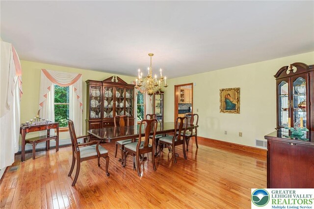 1151 Marfield Dr, Bushkill Twp, PA 18064 - dining space featuring a chandelier, light wood-style flooring, and baseboard heating