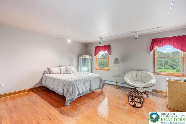1151 Marfield Dr, Bushkill Twp, PA 18064 - bedroom with rail lighting and hardwood / wood-style floors