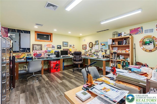 1151 Marfield Dr, Bushkill Twp, PA 18064 - home office featuring wood finished floors and recessed lighting