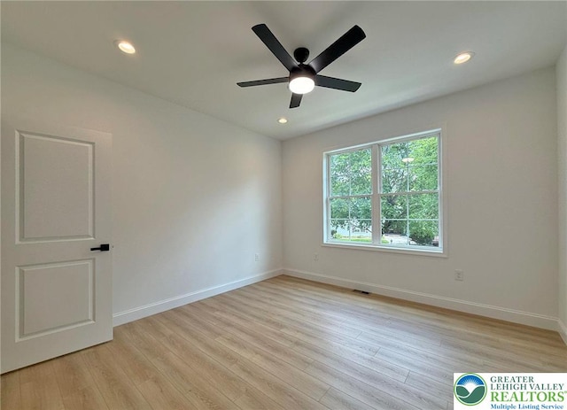 3631 Oak Ridge Dr, Washington Twp, PA 18080 - empty room featuring light wood-style flooring, ceiling fan, and recessed lighting