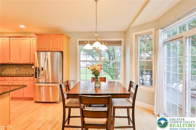 780 Ramblewood Dr, Forks Twp, PA 18040 - dining area with a chandelier, light wood-style floors, and recessed lighting