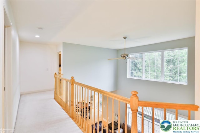 780 Ramblewood Dr, Forks Twp, PA 18040 - hall with recessed lighting, an upstairs landing, and carpet