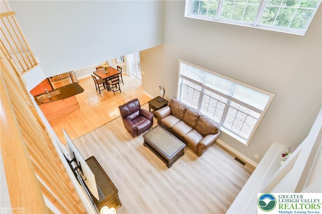 780 Ramblewood Dr, Forks Twp, PA 18040 - living room with a towering ceiling and wood finished floors