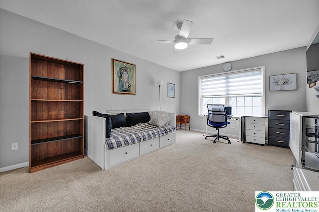 4693 Bluegrass Ln, Lower Macungie Twp, PA 18062 - bedroom featuring light carpet and ceiling fan