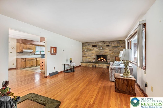 194 Gallagher Rd, Whitehall Twp, PA 18052 - living area featuring light wood-style floors and a fireplace