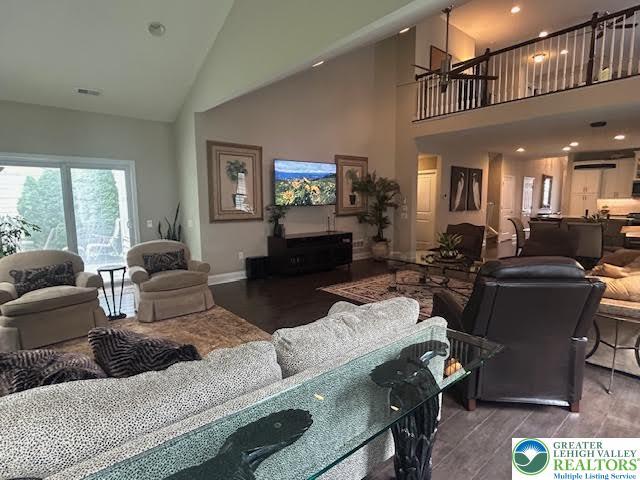 1051 Resolution Dr, Hanover Twp, PA 18017 - living area featuring high vaulted ceiling and recessed lighting