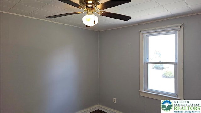 532 Oakwood St, Palmer Twp, PA 18045 - unfurnished room featuring crown molding, plenty of natural light, and ceiling fan