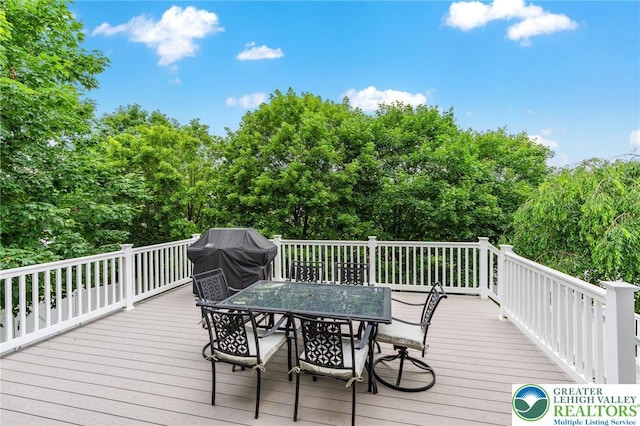 6841 Stone Croft Cir, Macungie Boro, PA 18062 - wooden deck featuring outdoor dining area and area for grilling