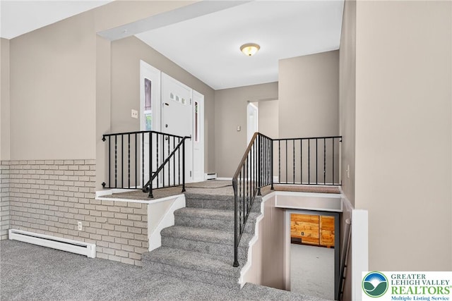 2228 Skyline, Washington Twp, PA 18080 - stairway with baseboard heating and carpet