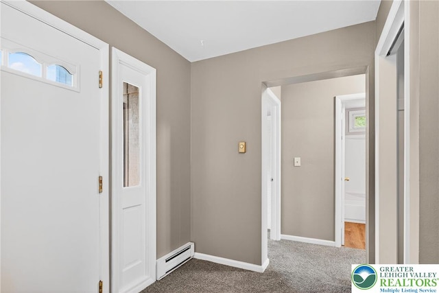 2228 Skyline, Washington Twp, PA 18080 - foyer entrance with a baseboard radiator and dark colored carpet
