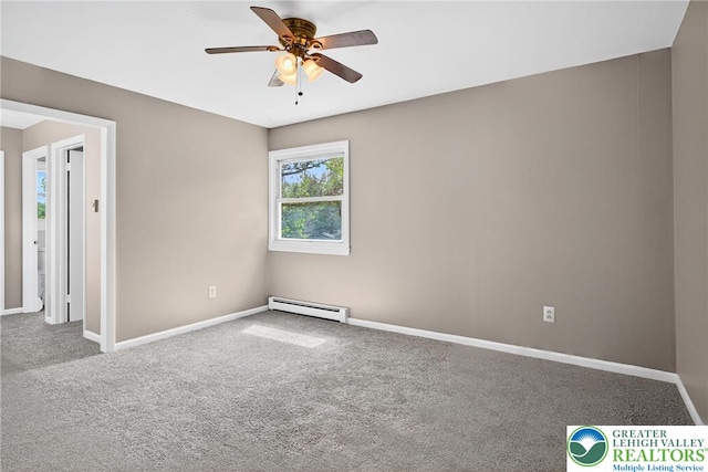 2228 Skyline, Washington Twp, PA 18080 - unfurnished room with baseboard heating, carpet flooring, and ceiling fan