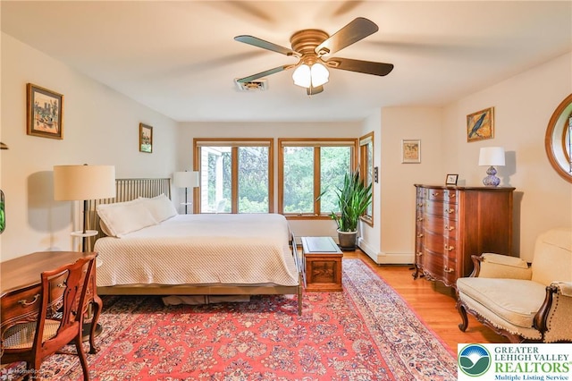 3745 Orefield Rd, South Whitehall Twp, PA 18104 - bedroom with light wood-style flooring and a ceiling fan