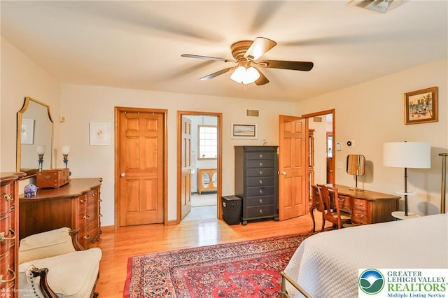 3745 Orefield Rd, South Whitehall Twp, PA 18104 - bedroom with light wood-style flooring and a ceiling fan