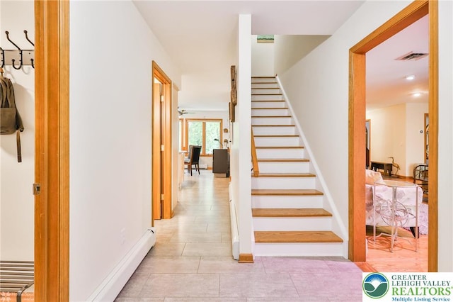 3745 Orefield Rd, South Whitehall Twp, PA 18104 - stairs featuring baseboards and tile patterned flooring