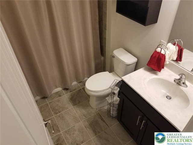 3583 Daylily Dr, Upper Milford Twp, PA 18049 - full bathroom featuring vanity, curtained shower, and tile patterned flooring