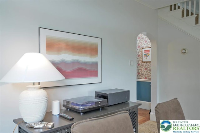 11 11 Ave, D, PA 17972 - office area featuring arched walkways and baseboards