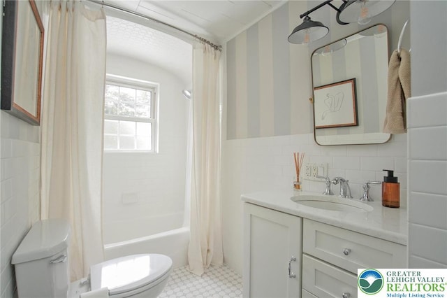 11 11 Ave, D, PA 17972 - bathroom featuring vanity, shower / tub combo with curtain, and tile patterned floors