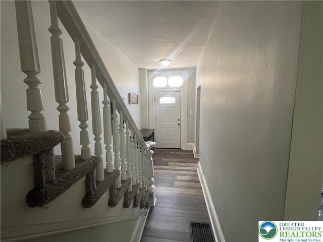 924 W Berwick St, Easton, PA 18042 - foyer entrance featuring dark wood-style flooring and stairway