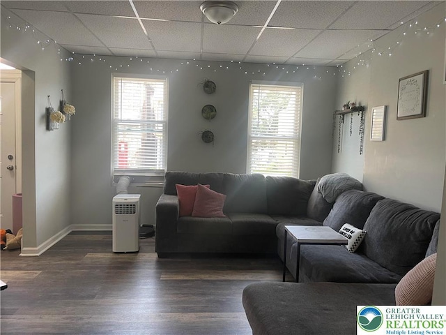 924 W Berwick St, Easton, PA 18042 - living area featuring a drop ceiling, healthy amount of natural light, and wood finished floors
