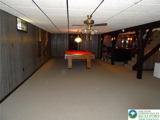 2546 Wehr Mill Rd, South Whitehall Twp, PA 18069 - recreation room with wood walls and billiards