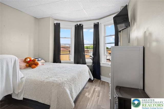 624 N Maxwell St, Allentown City, PA 18109 - bedroom with wood finished floors, a drop ceiling, and multiple windows