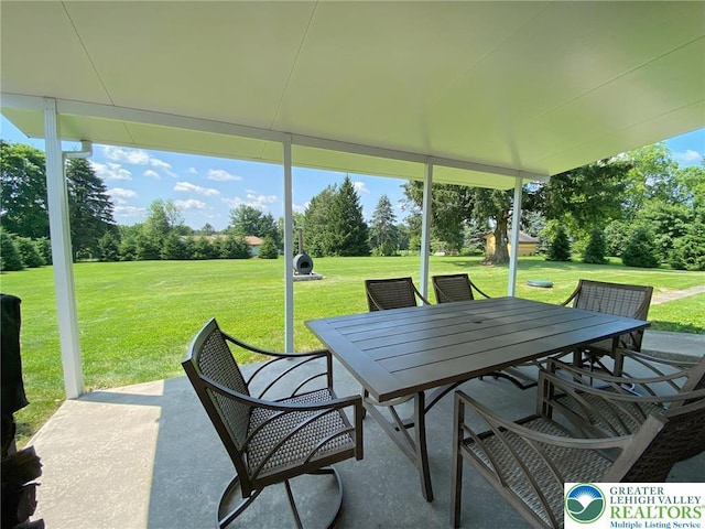 3111 Pheasant Dr, Moore Twp, PA 18067 - view of patio featuring outdoor dining space and view of scattered trees