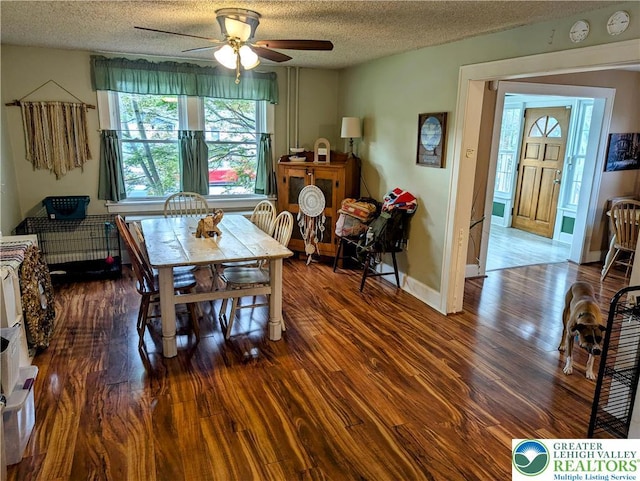 2816 W Columbia St, South Whitehall Twp, PA 18104 - dining room with ceiling fan, wood finished floors, and a textured ceiling