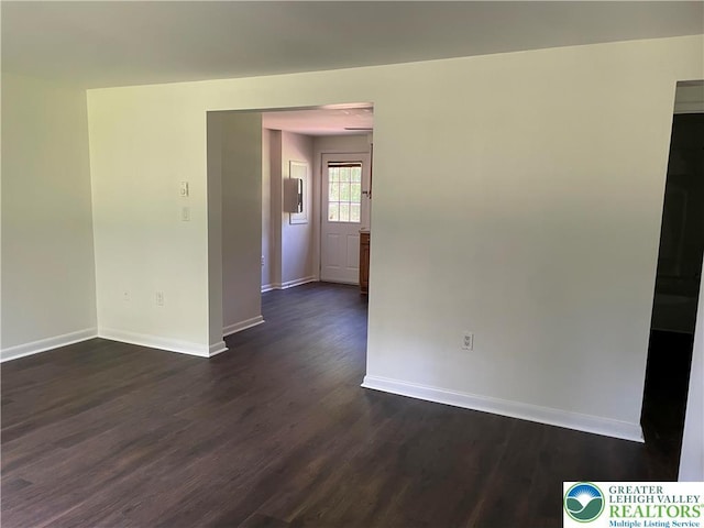 849 Weir Lake Rd, Chestnuthill Twp, PA 18058 - empty room with baseboards and dark wood finished floors