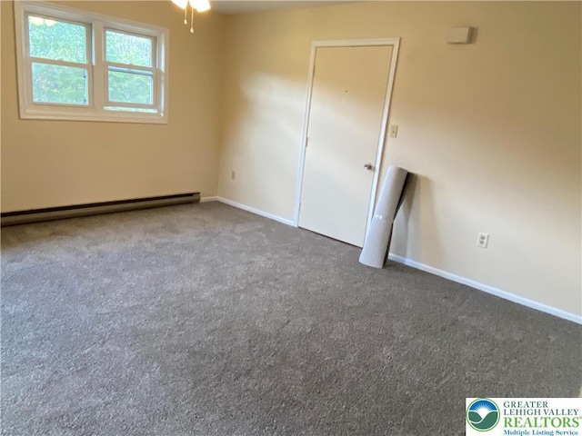 1295 Bunny Ln, Chestnuthill Twp, PA 18322 - carpeted empty room with baseboard heating and a ceiling fan