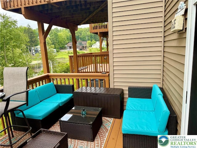 3353 Windermere Dr, Lehman Twp, PA 18324 - wooden deck featuring an outdoor hangout area