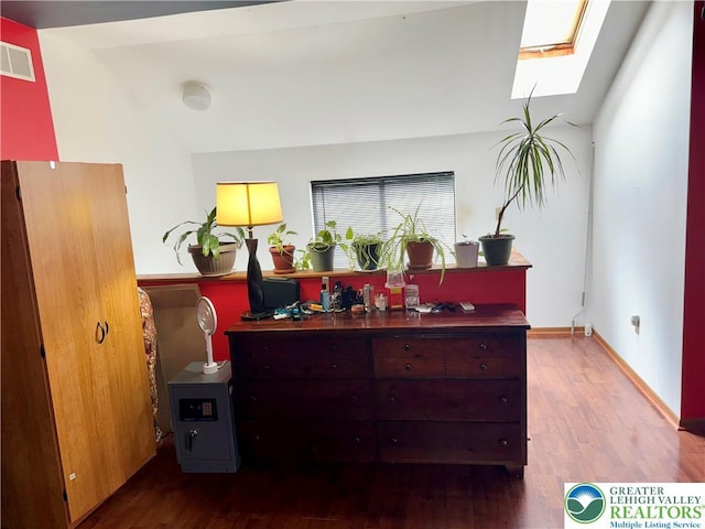 3353 Windermere Dr, Lehman Twp, PA 18324 - bedroom with a skylight, wood finished floors, and lofted ceiling