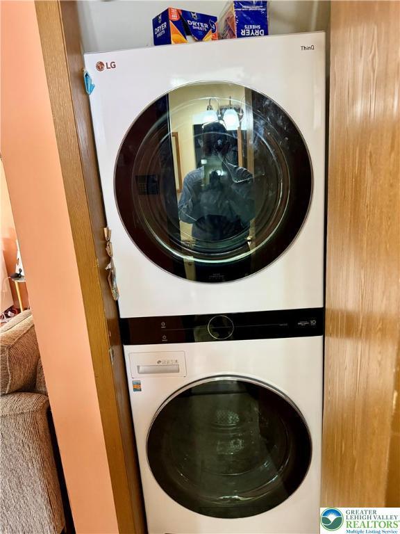 3353 Windermere Dr, Lehman Twp, PA 18324 - washroom with estacked washer and dryer