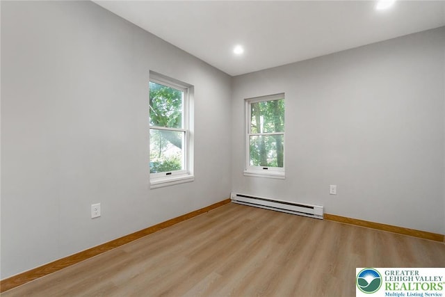 226 Fern St, Jim Thorpe Boro, PA 18229 - unfurnished room with baseboard heating, wood finished floors, and recessed lighting