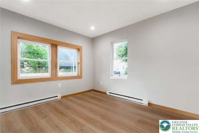 226 Fern St, Jim Thorpe Boro, PA 18229 - spare room with baseboard heating, healthy amount of natural light, light wood finished floors, and recessed lighting