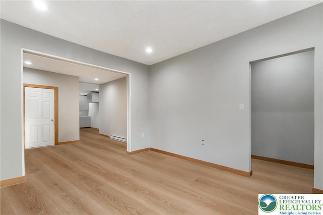 226 Fern St, Jim Thorpe Boro, PA 18229 - spare room with light wood-type flooring, a baseboard heating unit, and recessed lighting