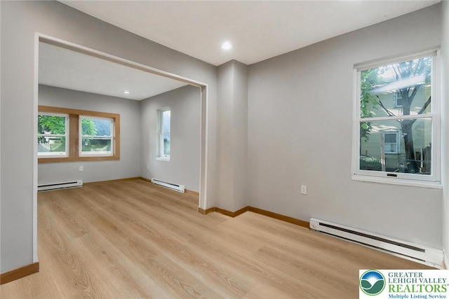 226 Fern St, Jim Thorpe Boro, PA 18229 - spare room featuring a baseboard radiator, light wood-type flooring, healthy amount of natural light, and recessed lighting