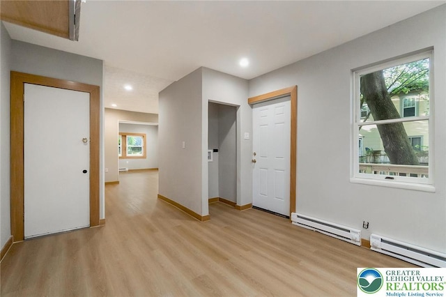 226 Fern St, Jim Thorpe Boro, PA 18229 - unfurnished room with a baseboard heating unit, light wood-style flooring, healthy amount of natural light, and recessed lighting