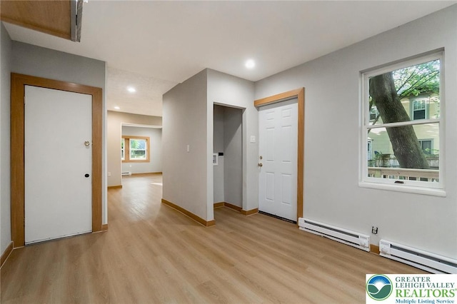 226 Fern St, Jim Thorpe Boro, PA 18229 - entrance foyer featuring baseboard heating, light wood-type flooring, and recessed lighting