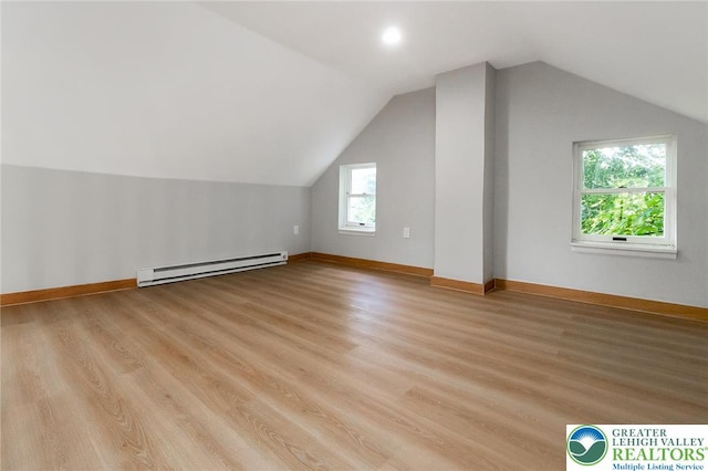 226 Fern St, Jim Thorpe Boro, PA 18229 - bonus room featuring baseboard heating, light wood-style flooring, and lofted ceiling