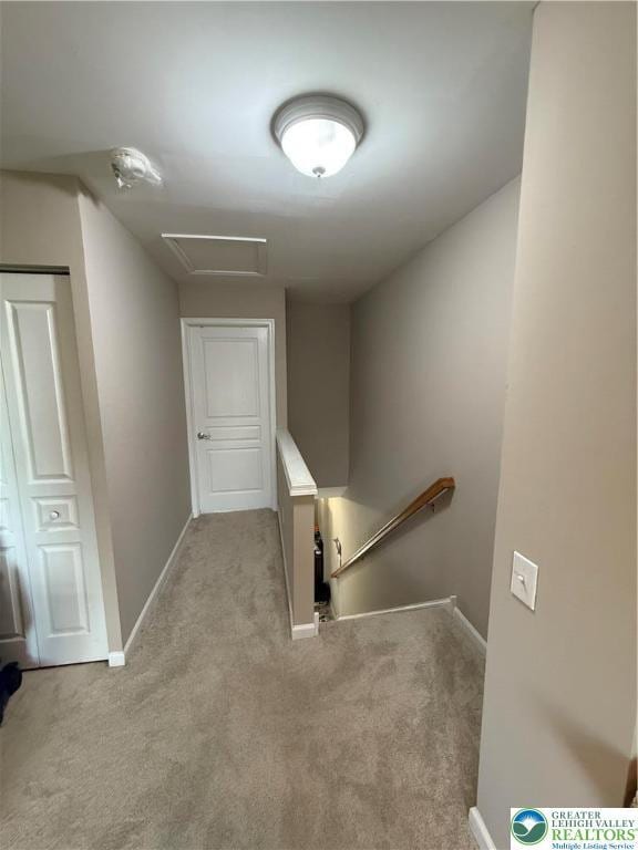 1499 Artisan Ct, Upper Macungie Twp, PA 18031 - hall featuring an upstairs landing, carpet, and attic access