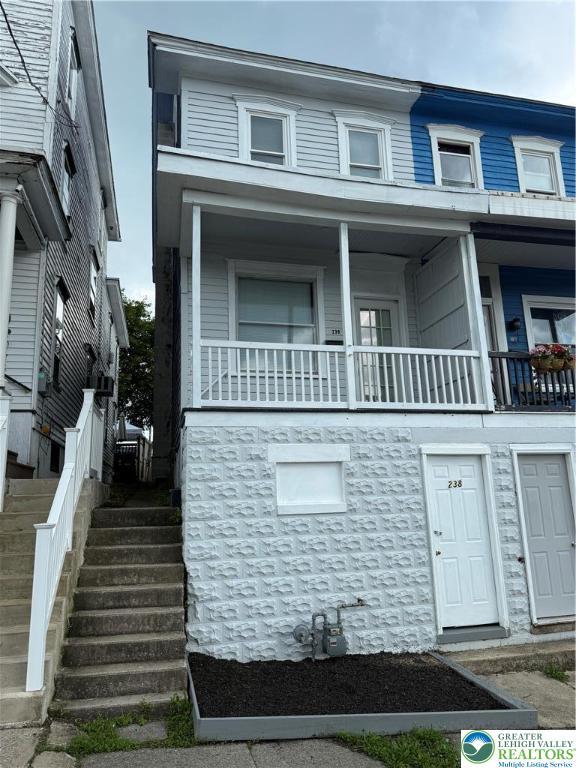 238 S 2nd St, Lehighton Boro, PA 18235 - view of front of home featuring stairs and a balcony