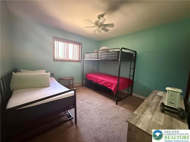 193 Canterbury Rd, Lehman Twp, PA 18324 - carpeted bedroom featuring baseboards and a ceiling fan