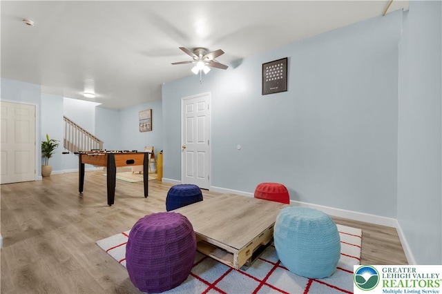 672 Clearview St, Tobyhanna Twp, PA 18334 - recreation room featuring ceiling fan and light wood-style floors
