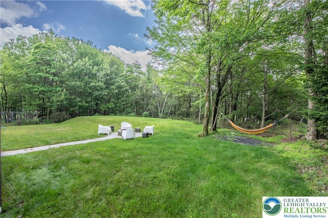 672 Clearview St, Tobyhanna Twp, PA 18334 - view of green lawn featuring a forest view