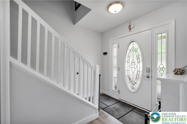 672 Clearview St, Tobyhanna Twp, PA 18334 - entrance foyer with stairway and wood finished floors